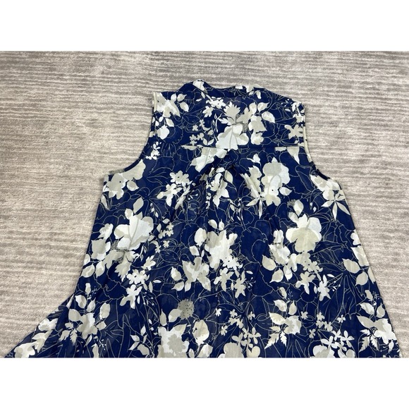 Ember Top Womens 1X Blue Floral Sleeveless Sheer V-Neck Polyester - Picture 7 of 12
